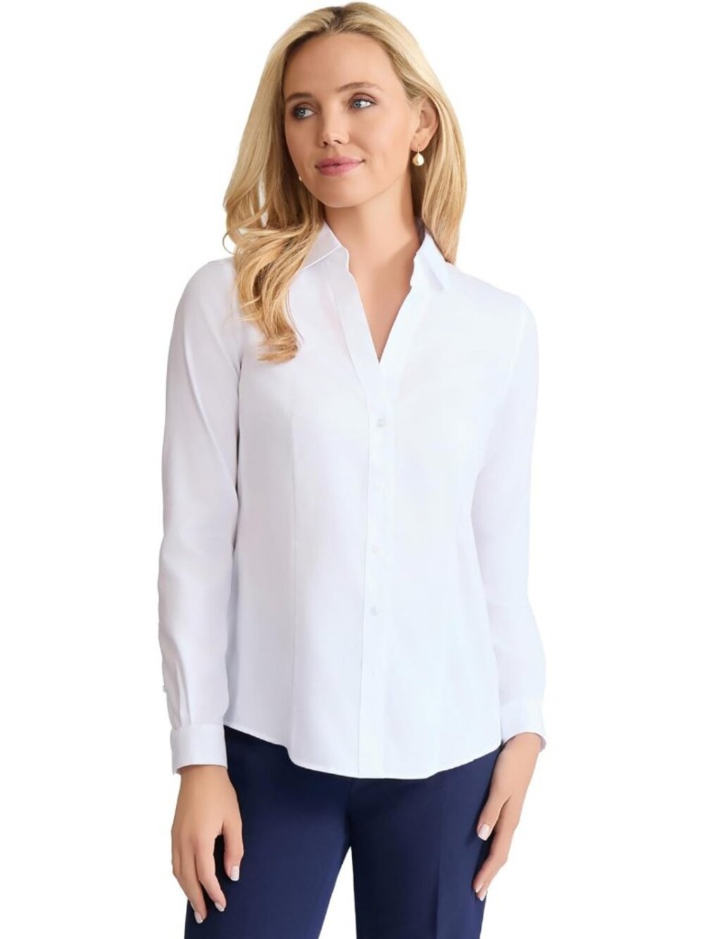 Chic Women's Long Sleeve Button Down Shirt - Easy Care, Versatile Style, Perfect